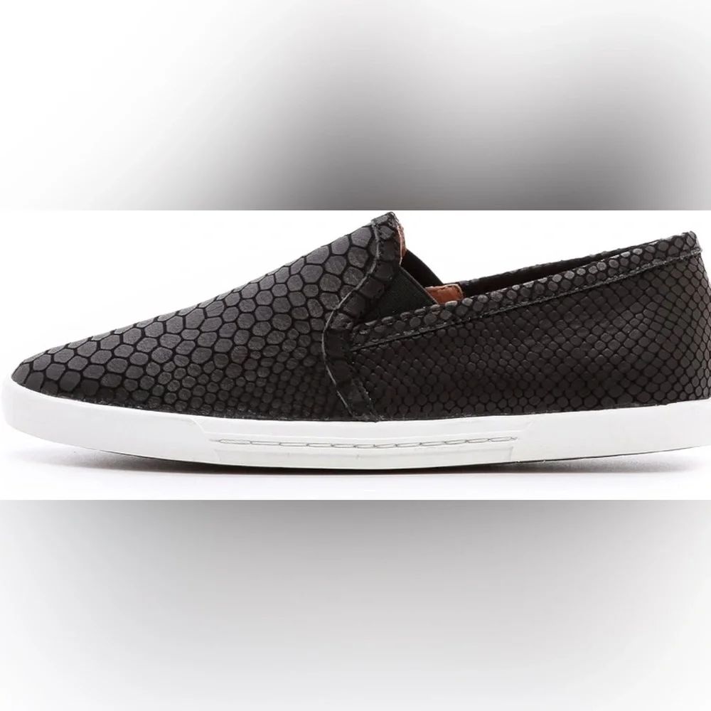 Joie black snakeskin embossed leather sneakers